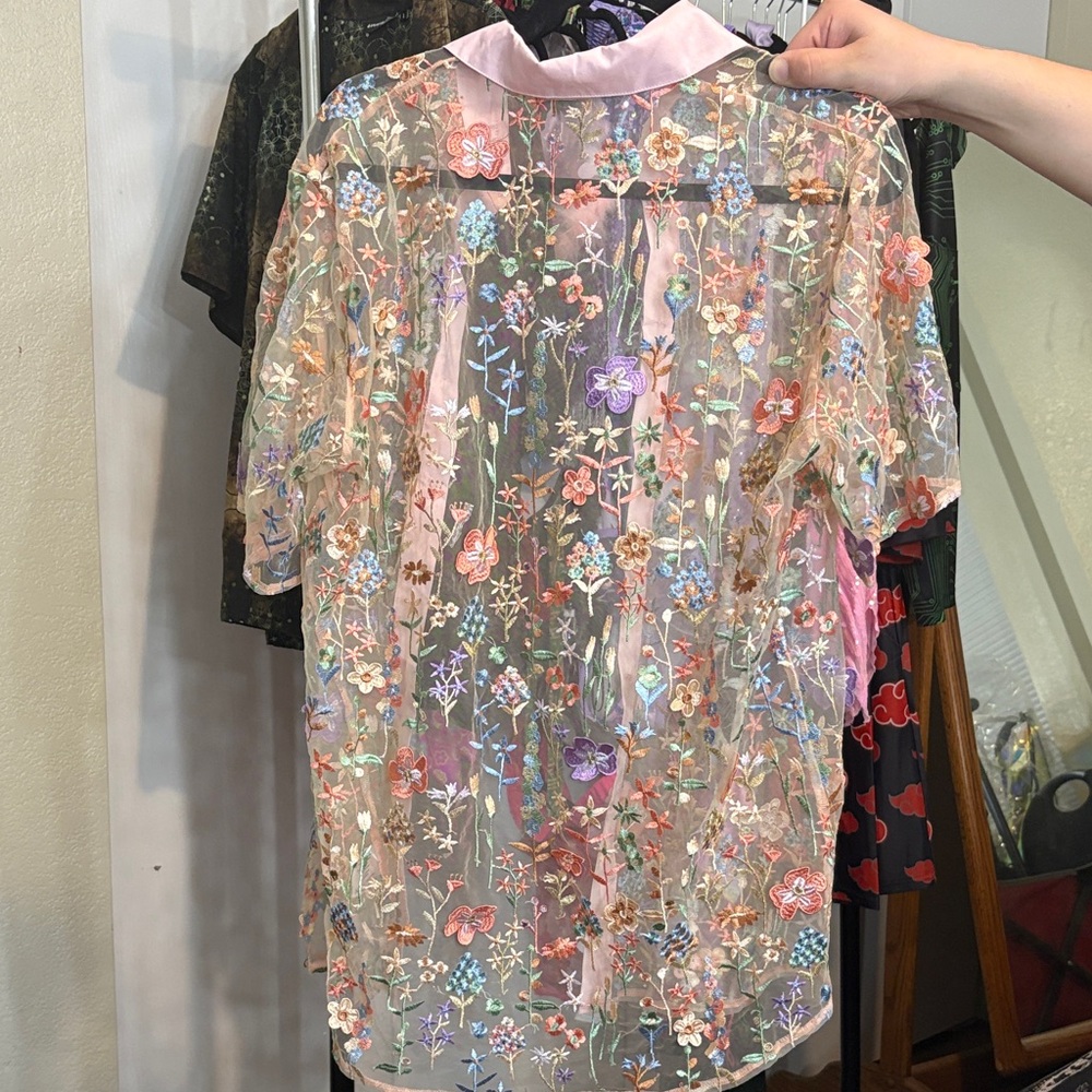#3 Floral Sheer Button-Up Shirt - Picture 2 of 3
